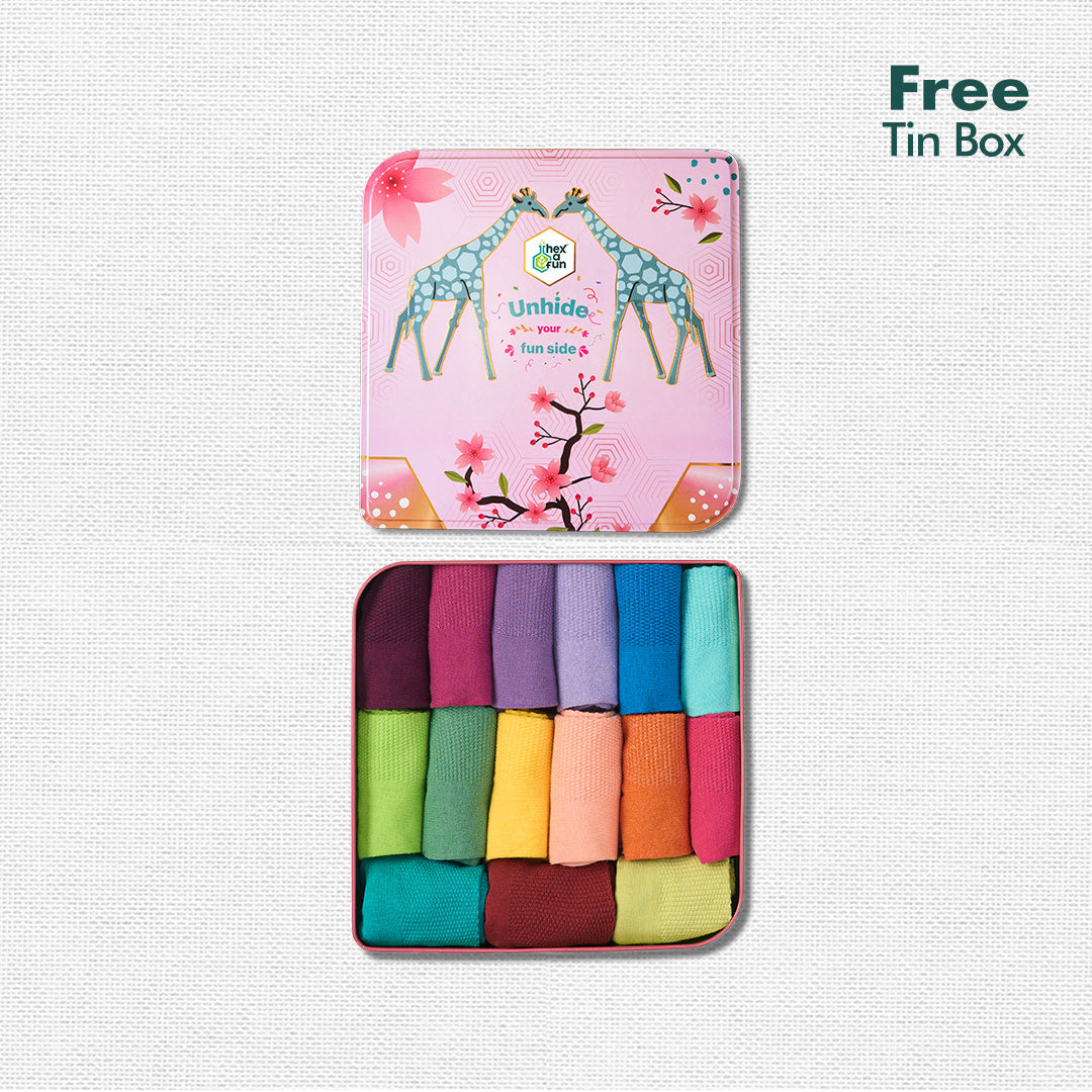 My Socks Drawer! Series 2! Unisex Socks, 100% Organic Cotton, Ankle Length, Pack of 15 + Free Tin Box