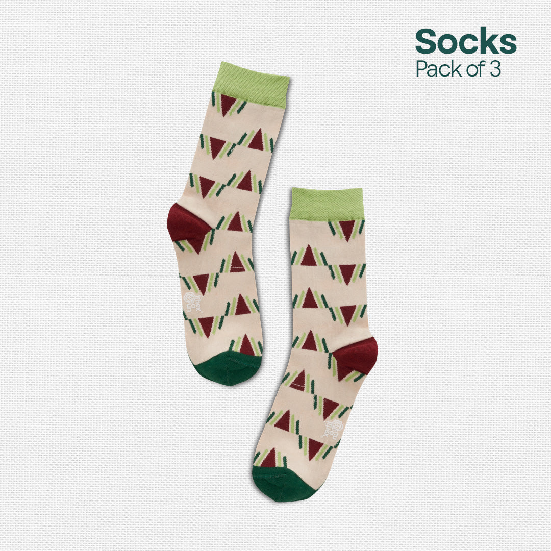 Shape Happens! Unisex Socks, 100% Organic Cotton, Crew Length, Pack of 3