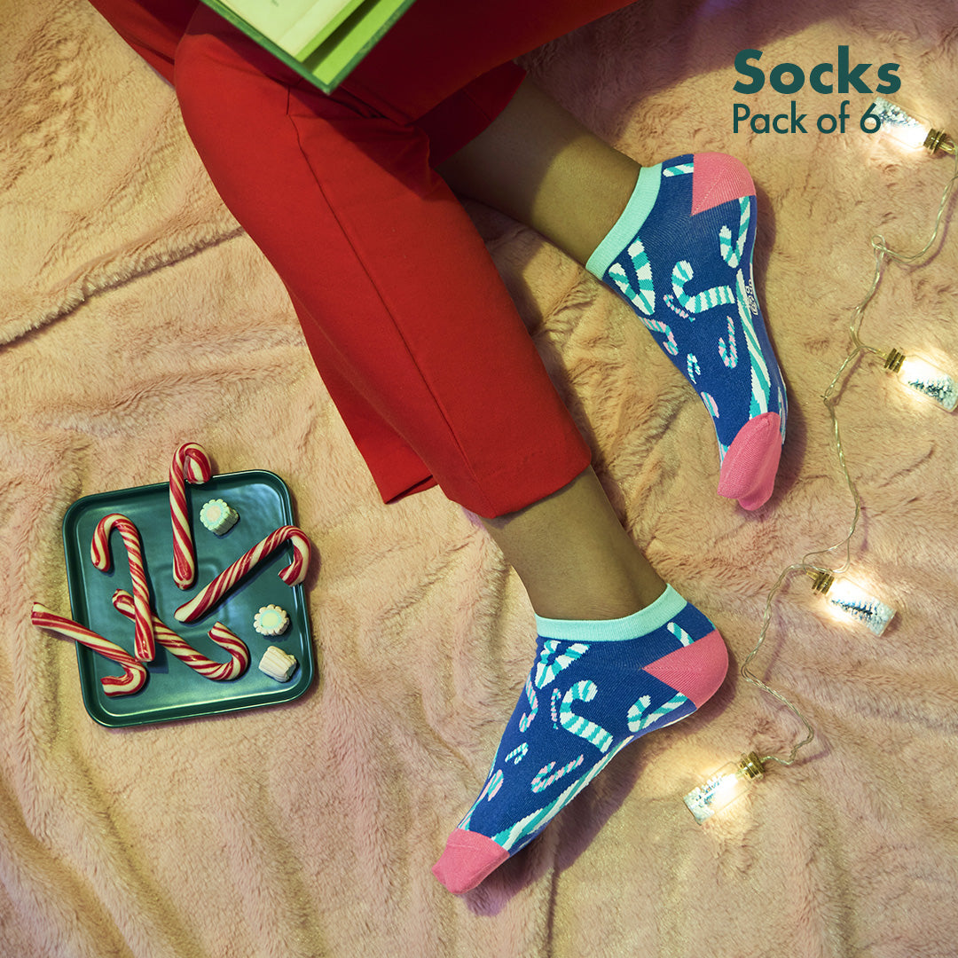 It’s So Festive! Unisex Socks, 100% Organic Cotton, Ankle Length, Pack of 6