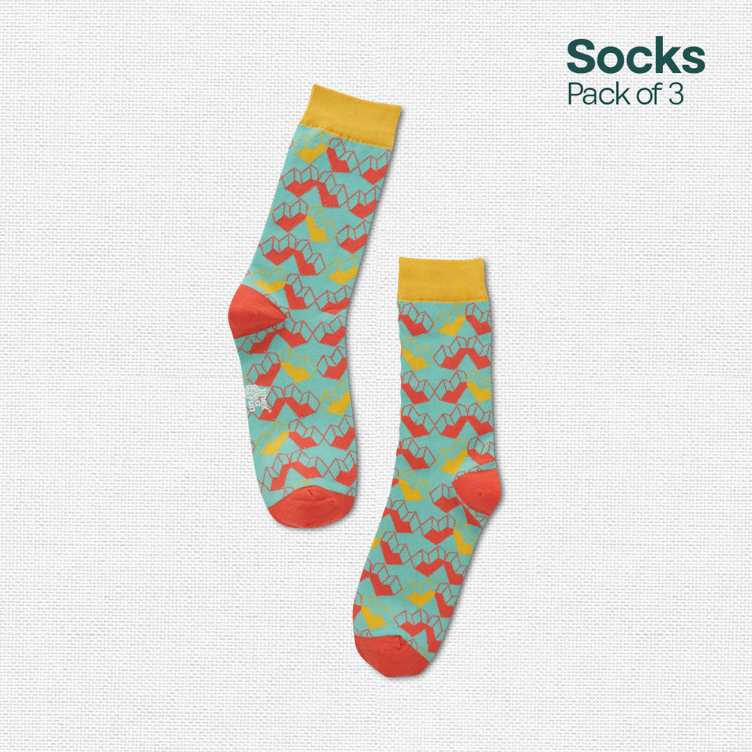 Shape Happens! Unisex Socks, 100% Organic Cotton, Crew Length, Pack of 3