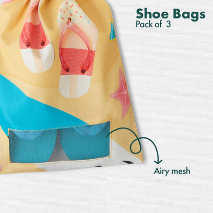 Play Date! Unisex Kid's Shoe Bags, 100% Organic Cotton, Pack of 3