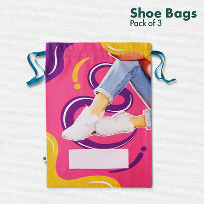 Sneaker Club! Family Shoe Bags, 100% Organic Cotton, Pack of 3