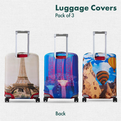 Beyond The Seas! Luggage Covers, 100% Organic Cotton Lycra, Medium Sizes, Pack of 3