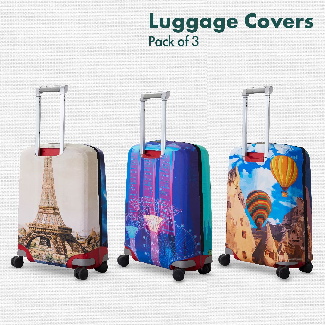 Beyond The Seas! Luggage Covers, 100% Organic Cotton Lycra, Medium Sizes, Pack of 3