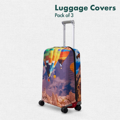 Turkish Delight! Luggage Covers, 100% Organic Cotton Lycra, Small+Medium+Large Sizes, Pack of 3