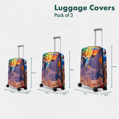 Turkish Delight! Luggage Covers, 100% Organic Cotton Lycra, Small+Medium+Large Sizes, Pack of 3