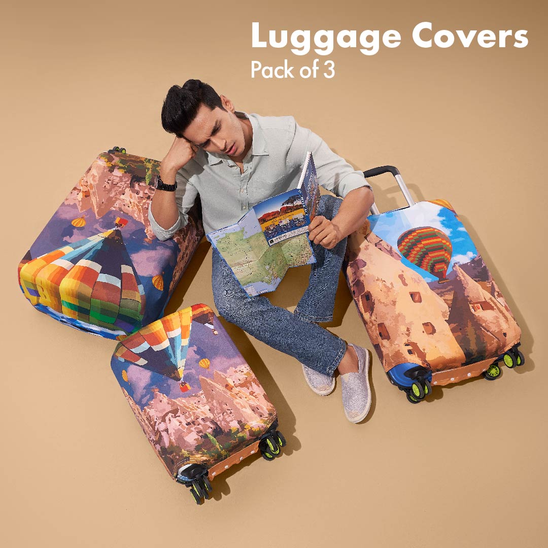 Turkish Delight! Luggage Covers, 100% Organic Cotton Lycra, Small+Medium+Large Sizes, Pack of 3