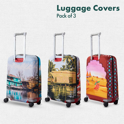 Vacay Time! Luggage Covers, 100% Organic Cotton Lycra, Medium Sizes, Pack of 3