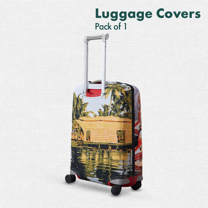 Backwater Bliss! Luggage Cover, 100% Organic Cotton Lycra, Small Size, Pack of 1