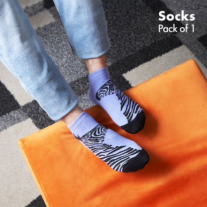 Zebra Crossing! Unisex Socks, 100% Organic Cotton, Ankle Length, Pack of 1