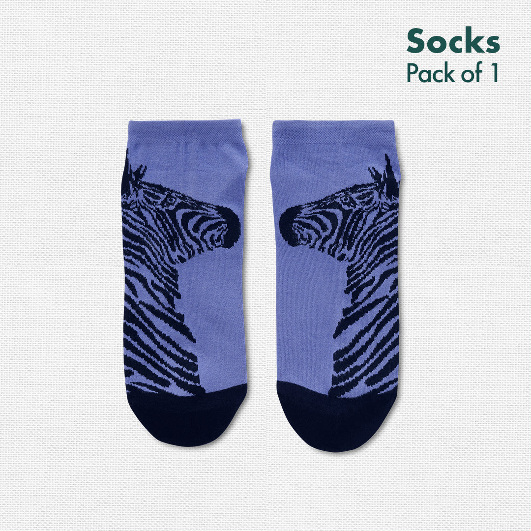 Zebra Crossing! Unisex Socks, 100% Organic Cotton, Ankle Length, Pack of 1