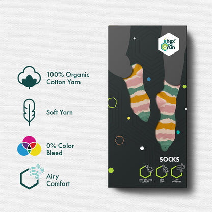 The Fun Trio! Unisex Socks, 100% Organic Cotton, Ankle Length, Pack of 3