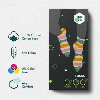 The Fun Trio! Unisex Socks, 100% Organic Cotton, Crew Length, Pack of 3