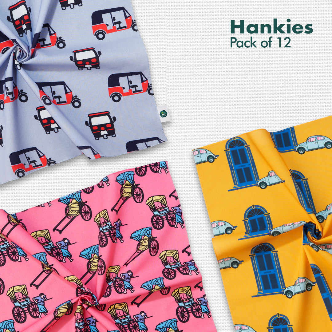 Vacay Vibes! Unisex Hankies, 100% Organic Cotton, Pack of 12