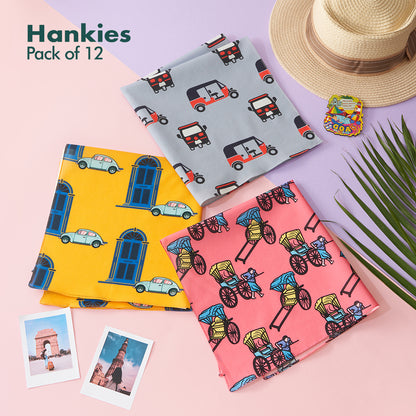 Vacay Vibes! Unisex Hankies, 100% Organic Cotton, Pack of 12