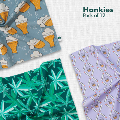 Vacay Vibes! Unisex Hankies, 100% Organic Cotton, Pack of 12