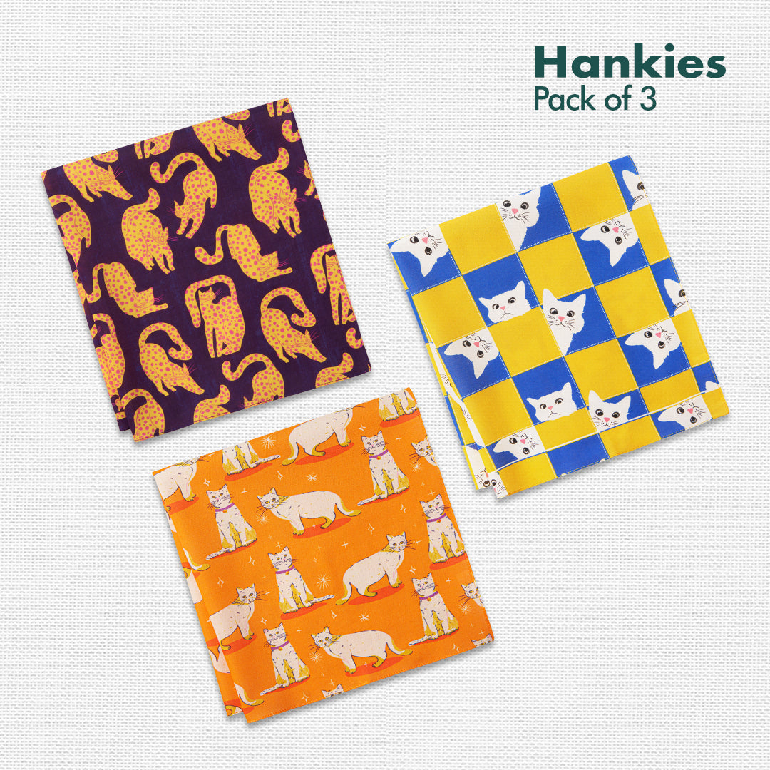 Buy Cat Printed Handkerchiefs For Men & Women | 100% Organic Cotton ...