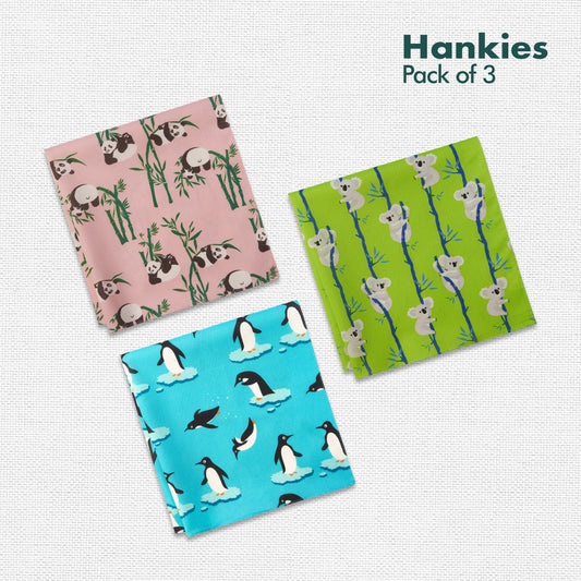 Spirit Animal! Unisex Hankies, 100% Organic Cotton, Pack of 3