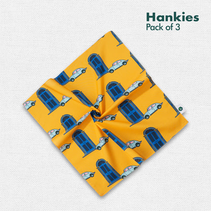 Travel Bug! Unisex Hankies, 100% Organic Cotton, Pack of 3