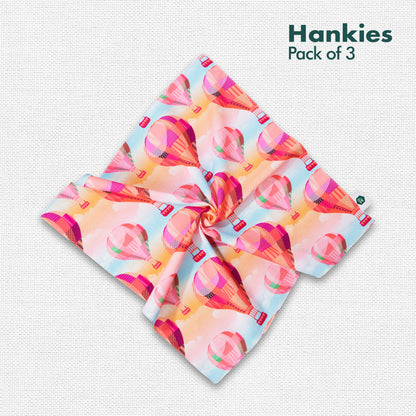 Out Of Town! Women's Hankies, 100% Organic Cotton, Pack of 3