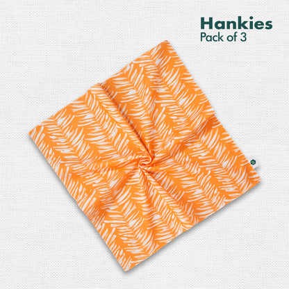 Summer Vibes! Unisex Hankies, 100% Organic Cotton, Pack of 3