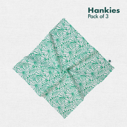 Summer Fling! Unisex Hankies, 100% Organic Cotton, Pack of 3