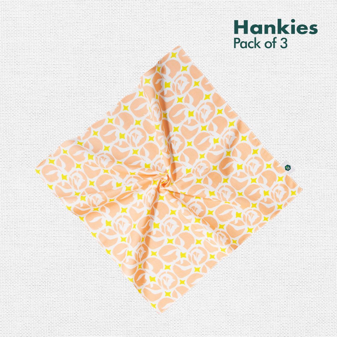 Summer Fling! Unisex Hankies, 100% Organic Cotton, Pack of 3