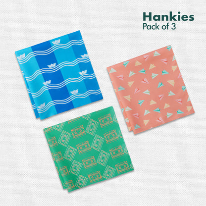 Let’s Rewind! Unisex Hankies, 100% Organic Cotton, Pack of 3