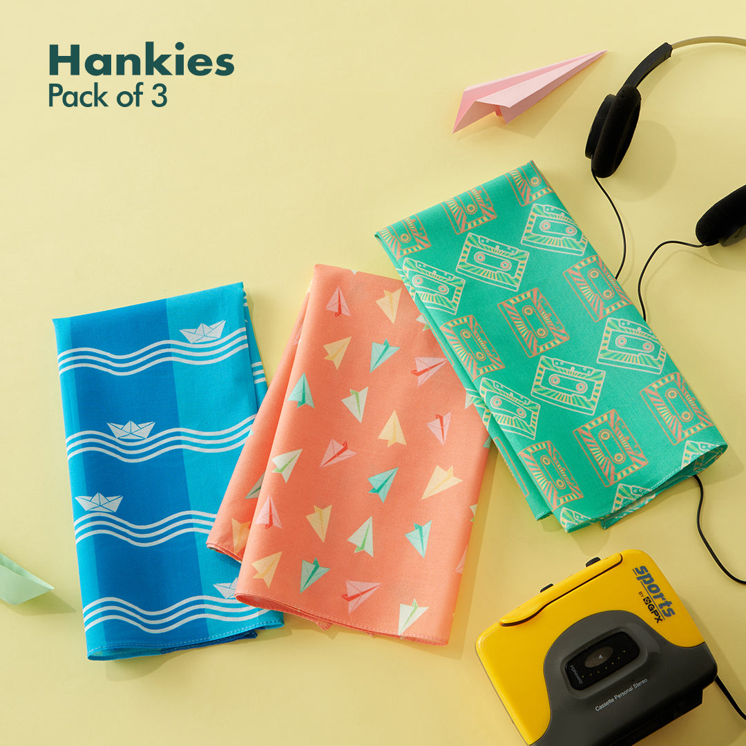 Let’s Rewind! Unisex Hankies, 100% Organic Cotton, Pack of 3