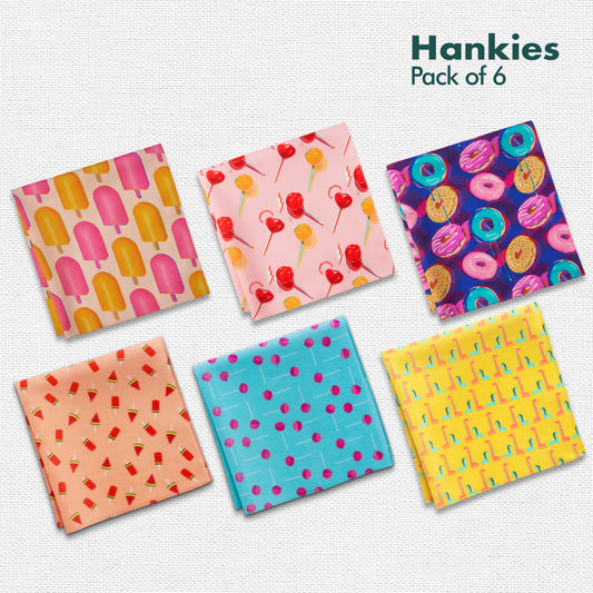 Eye Candy! Women's Hankies, 100% Organic Cotton, Pack of 6