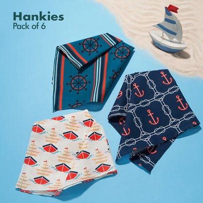 Seas The Day! Unisex Hankies, 100% Organic Cotton, Pack of 6