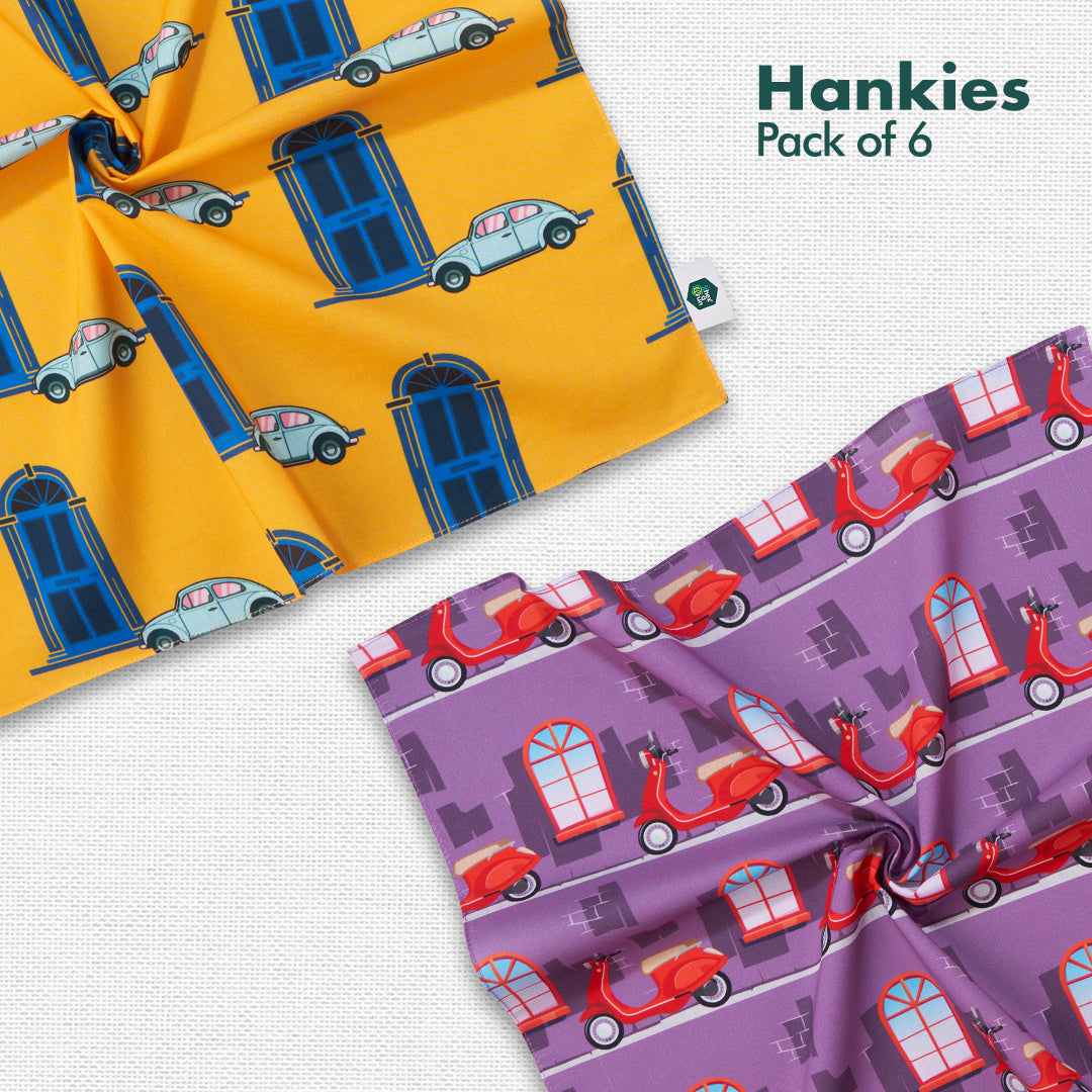 Backpacking! Men's Hankies, 100% Organic Cotton, Pack of 6