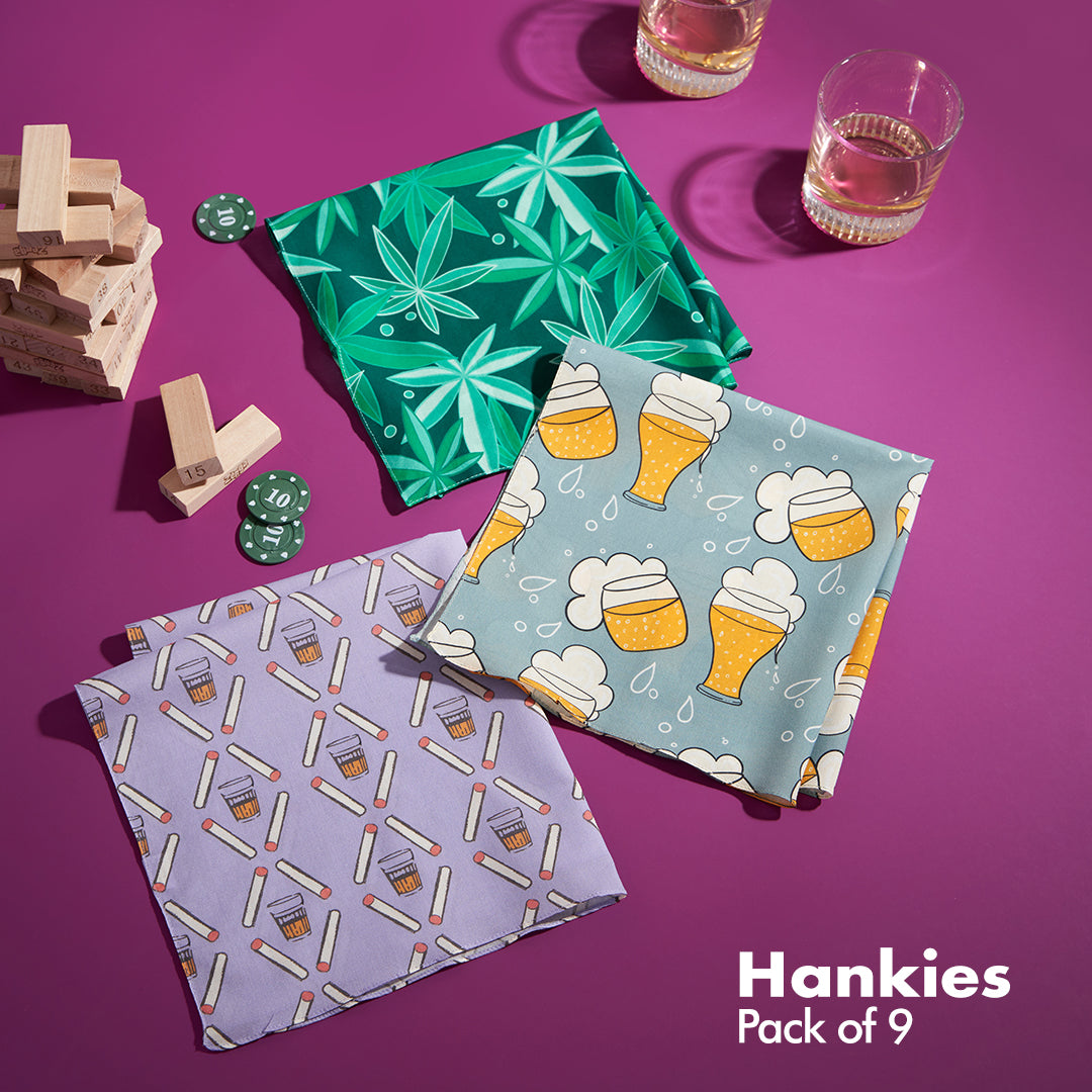Bucket List! Women's Hankies, 100% Organic Cotton, Pack of 9