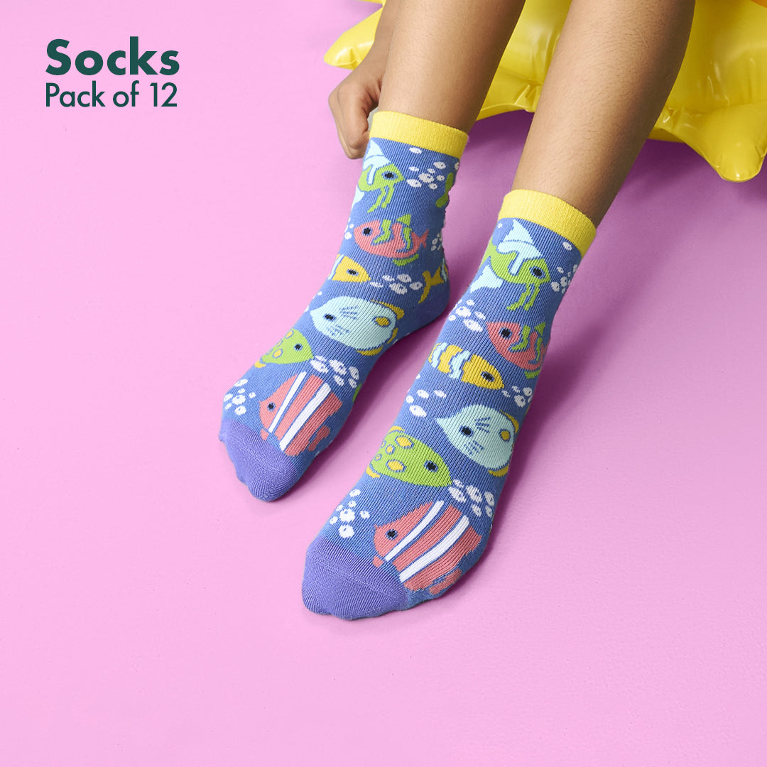 Twinkle Toes! Unisex Kid's Socks, 100% Bamboo, Crew Length, Pack of 12