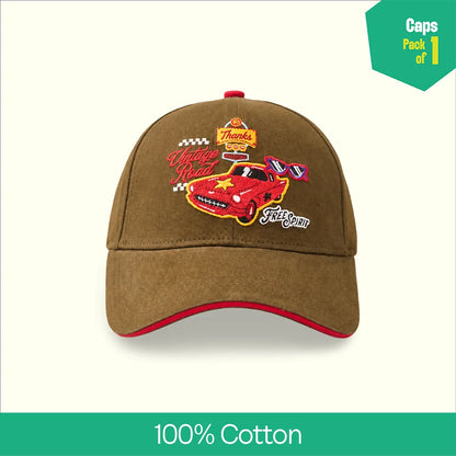 Vintage Road! 100% Cotton Fabric, Unisex Cap, Pack of 1