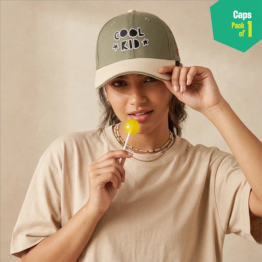 Cool Kid! 100% Cotton Fabric, Unisex Cap, Pack of 1