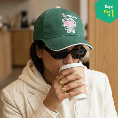 Caffeinated! 100% Cotton Fabric, Unisex Cap, Pack of 1
