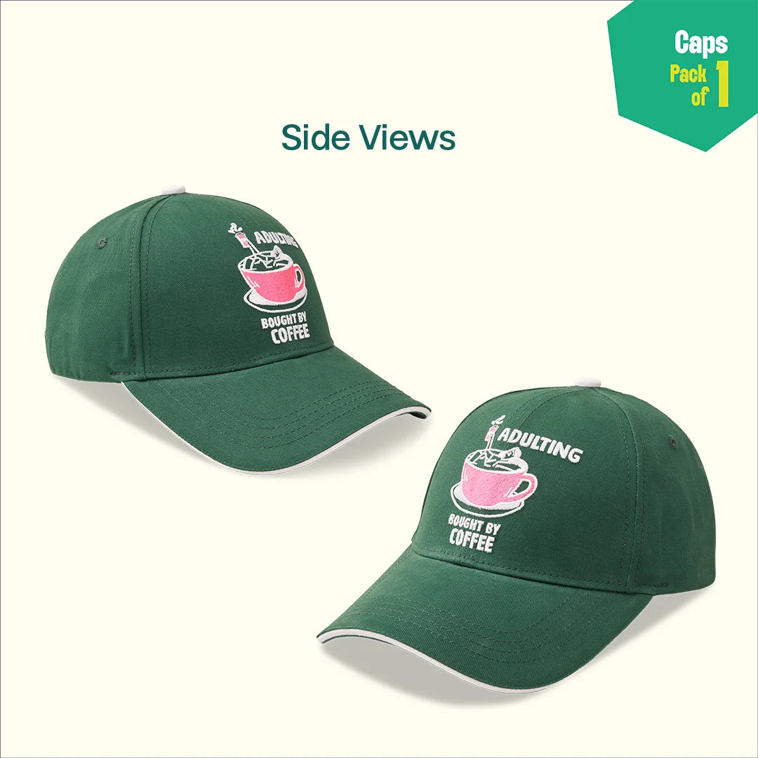 Caffeinated! 100% Cotton Fabric, Unisex Cap, Pack of 1