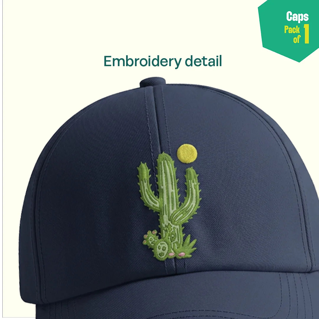 Cactus Club! 100% Cotton Fabric, Unisex Cap, Pack of 1