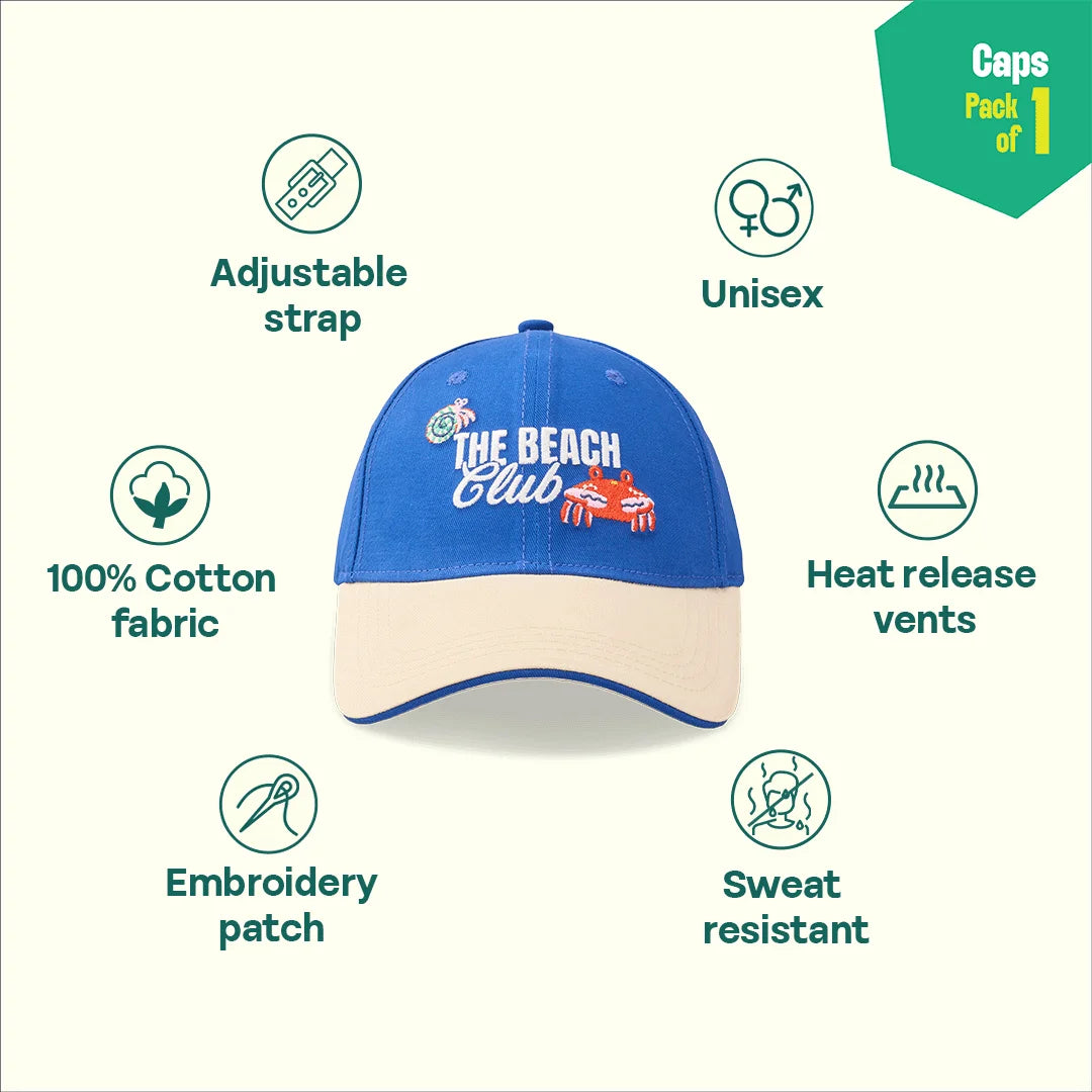 Beach Club! 100% Cotton Fabric, Unisex Cap, Pack of 1
