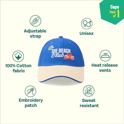 Beach Club! 100% Cotton Fabric, Unisex Cap, Pack of 1