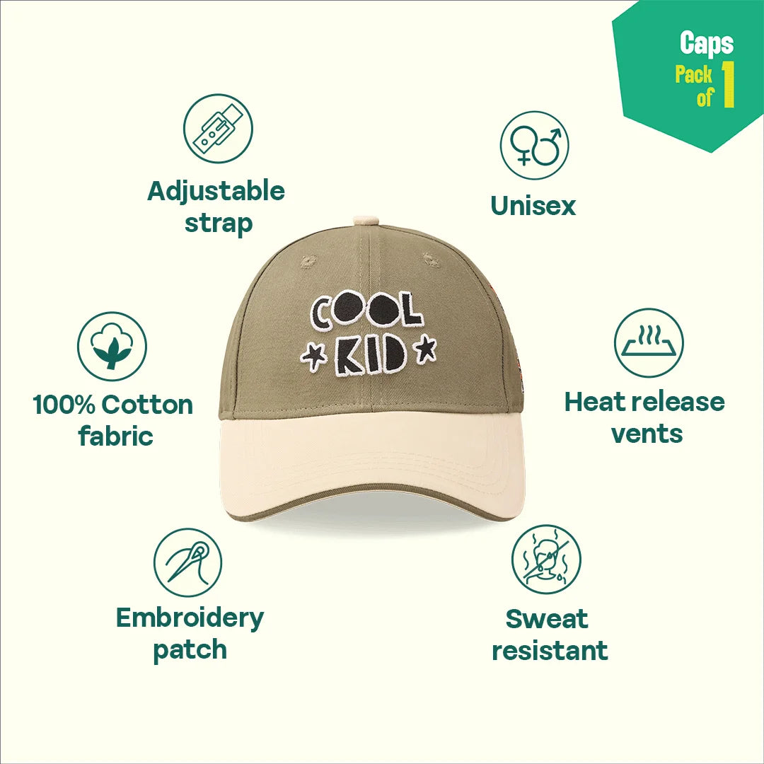 Cool Kid! 100% Cotton Fabric, Unisex Cap, Pack of 1
