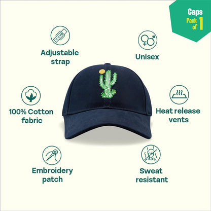 Cactus Club! 100% Cotton Fabric, Unisex Cap, Pack of 1