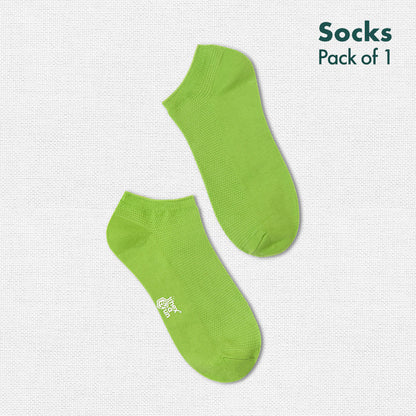 Go Green! Unisex Socks, 100% Organic Cotton, Ankle Length, Pack of 1